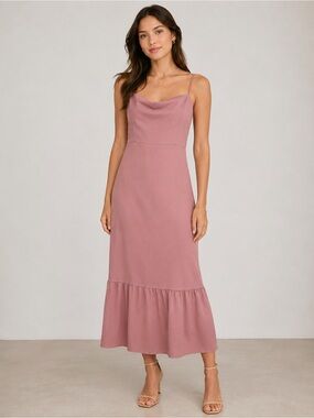 PARK & FIFTH SINGER Dusty Rose Cowl Neck Midi Dress 3XL